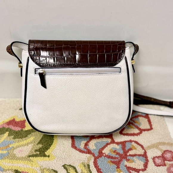 BALLY Vintage Two-Tone Leather Crossbody W/ Brown Croc Flap & Whte Pebbled Body - Picture 6 of 16